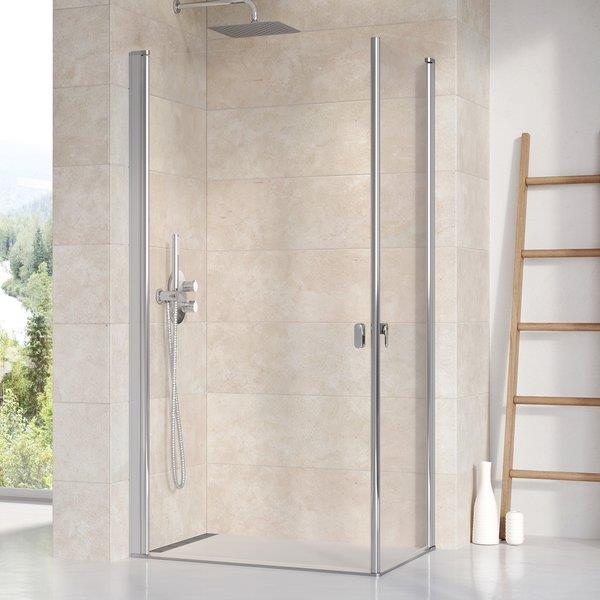 dušas durvis stūrim CRV1, 800 mm, h=1950, spīdīgs/caurspīdīgs stikls